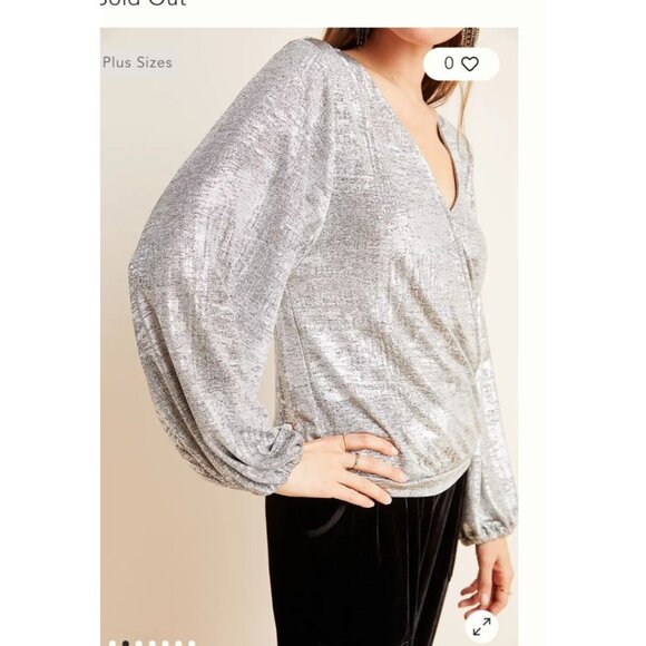 Anthropologie Carys Dolman Top Size Large Metallic Gold Silver Wrap - Picture 2 of 14